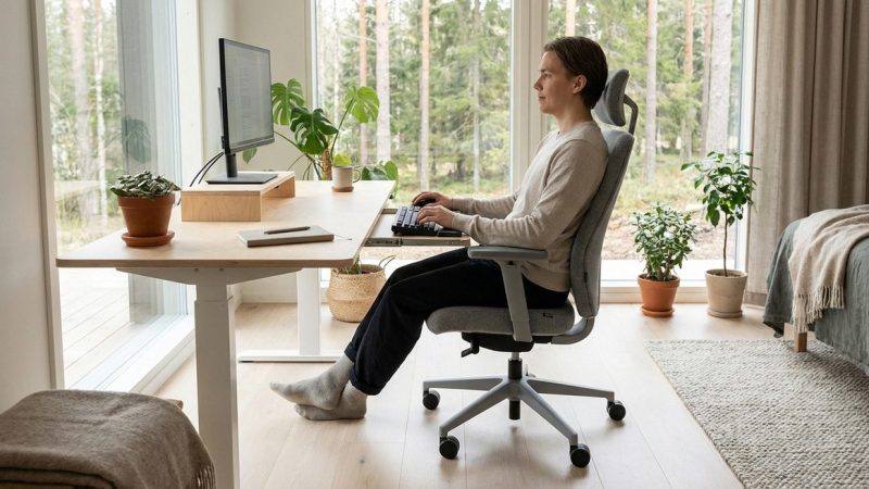 Ergonomia etätyössä — miten vartalo kestää 8 tunnin istumisen